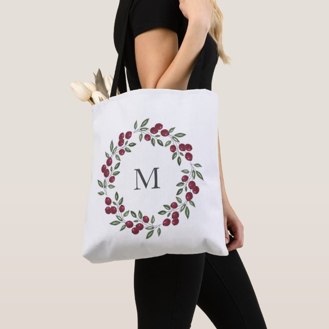Bolso De Tela Corona de bayas rojas (Detalle)