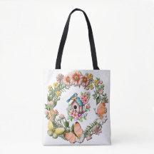 Corona de flores silvestres en acuarela con maripo
