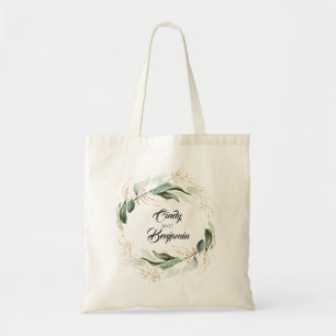 Bolso De Tela Corona de hojas verdes doradas elegante moderna