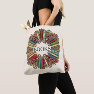 Bolso De Tela Corona de Libros Amantes de los Libros Escritores