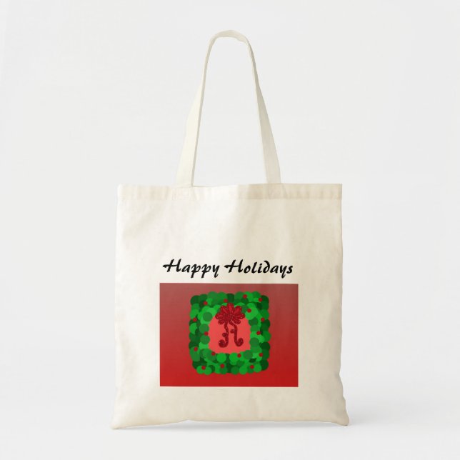 Bolso De Tela Corona de Navidad elegante (Frente)