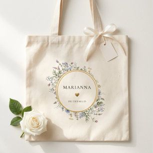 Bolso De Tela Corona de novia dama de honor con flores silvestre