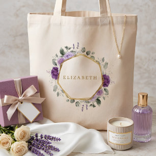 Bolso De Tela Corona de novia púrpura floral Dama de honor