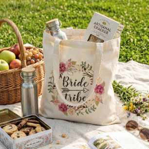 Bolso De Tela Corona floral boho acuarela novia tribu