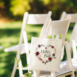 Bolso De Tela Corona floral de Borgoña Madre de la Novia