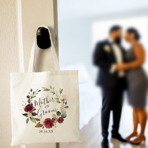 Bolso De Tela Corona floral de rosa borgoña Madre del novio