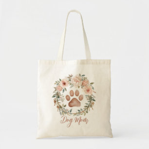 Bolso De Tela Corona floral Huella de pata Mejor mamá perra Acua