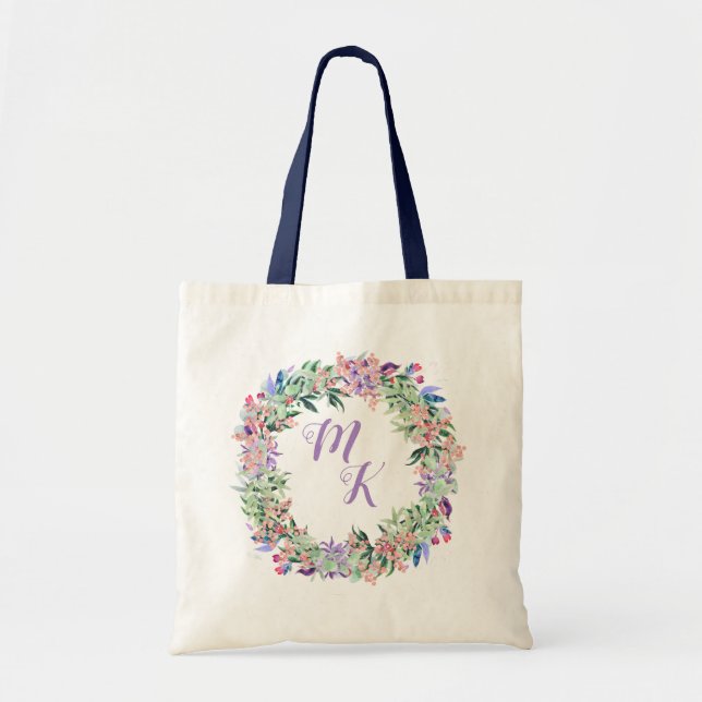 Bolso De Tela Corona floral personalizada (Frente)