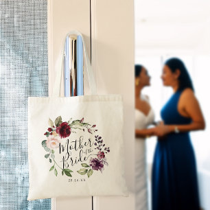 Bolso De Tela Corona floral rosa borgoña madre de la novia