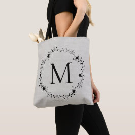 Bolso De Tela Corona monogramada con el fondo de lino