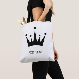 Bolso De Tela Corona Negra con Agregar Texto Tamaño Mediano Chic