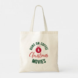 Bolso De Tela Corre en café y películas de Navidades tipografía