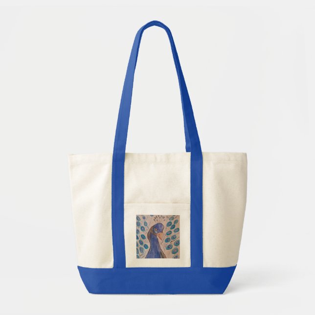 Bolso De Tela Correa azul de pavo real (Frente)