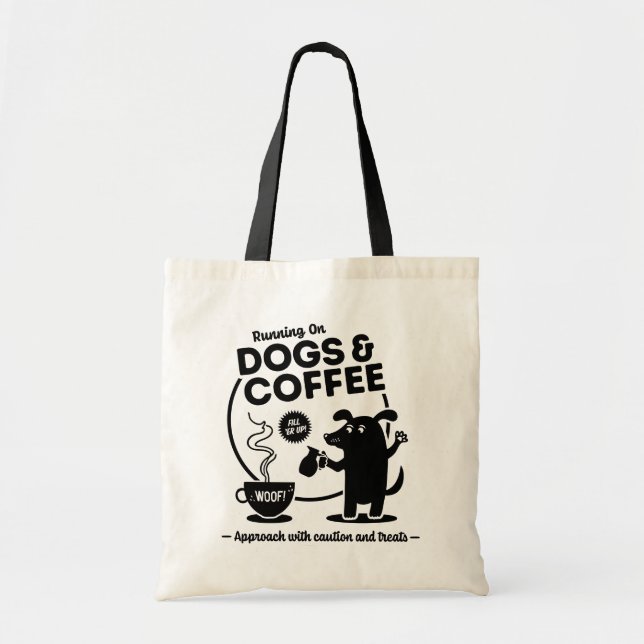 Bolso De Tela Corriendo con Perros y Café (Frente)