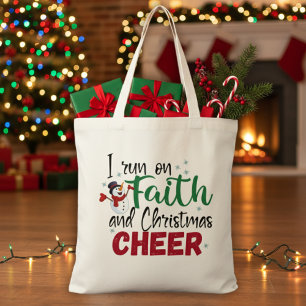 Bolso De Tela Corro con la fe y los Navidades saludan