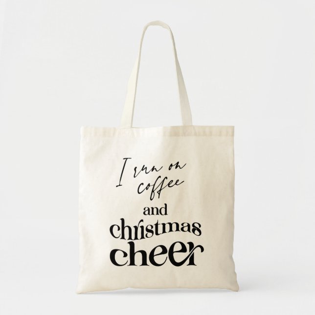Bolso De Tela Corro En Café Y Los Navidades Saludan (Frente)