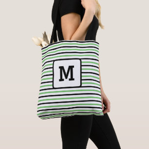 Bolso De Tela Corta franjas verdes Personalizado simple negro in