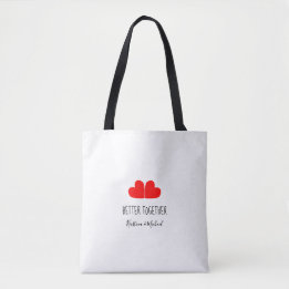 Bolso De Tela CORTE MEJOR JUNTO corazones rojos con tus nombres