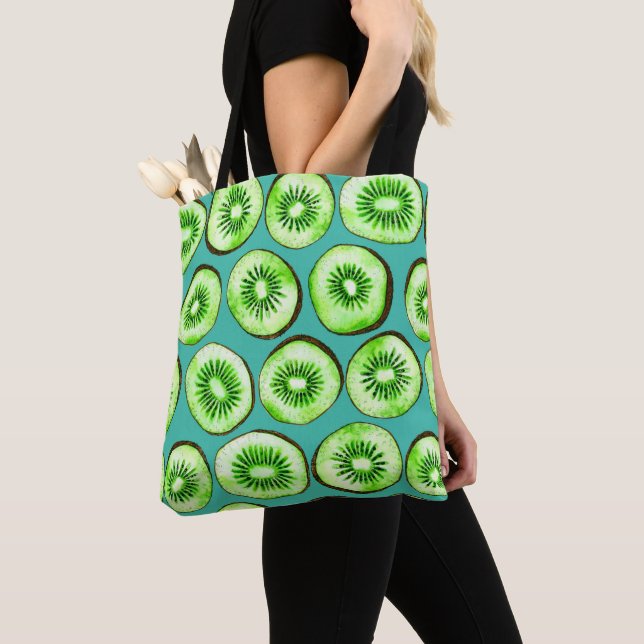 Bolso De Tela Cortes de Kiwi en turquesa (Detalle)