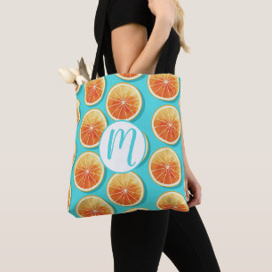 Bolso De Tela Cortes de naranja en azul