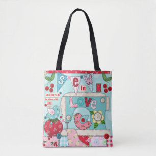 Bolso De Tela "Cosa en tote Coser-Temático inspirado vintage de