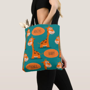 Bolso De Tela Cosas de bebé de jirafa feliz personalizada