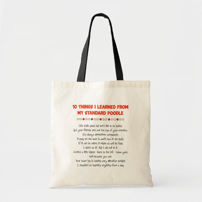 Bolso De Tela Cosas divertidas I aprendido de mi caniche (Frente)