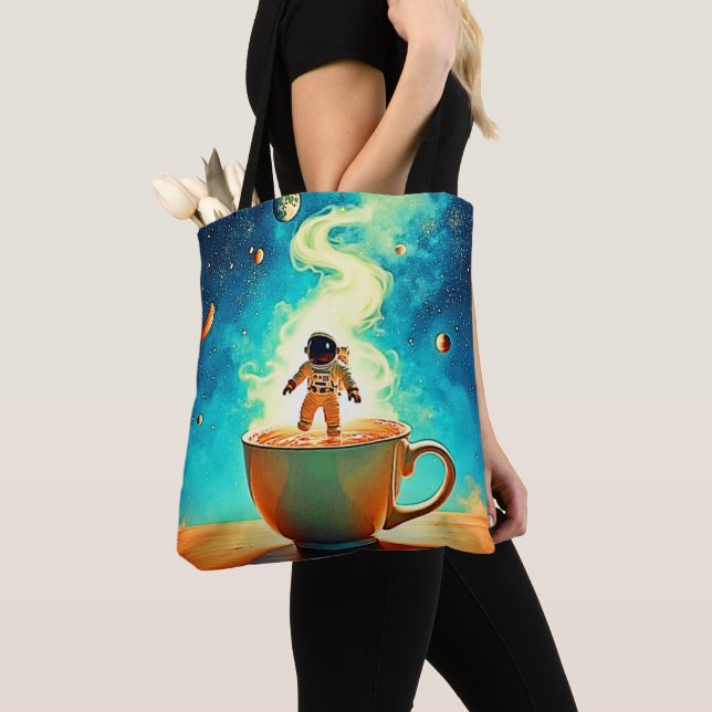Bolso De Tela Cosmic Brew: Astronaut's Coffee Dream (Detalle)