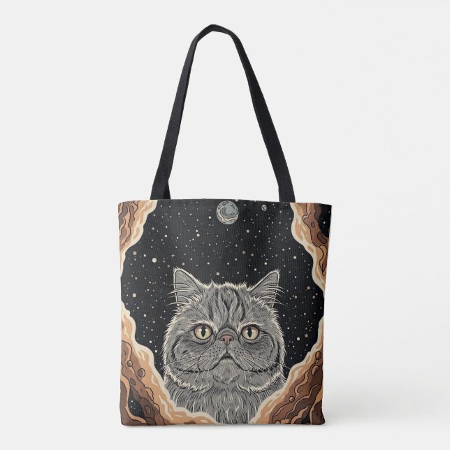 Bolso De Tela Cosmic Cat (Reverso)