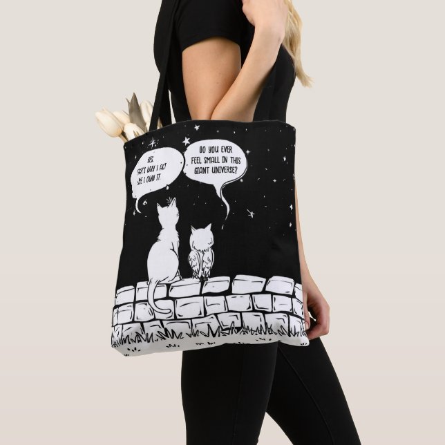 Bolso De Tela Cosmic Cat Perspective Funny Cat Art (Detalle)
