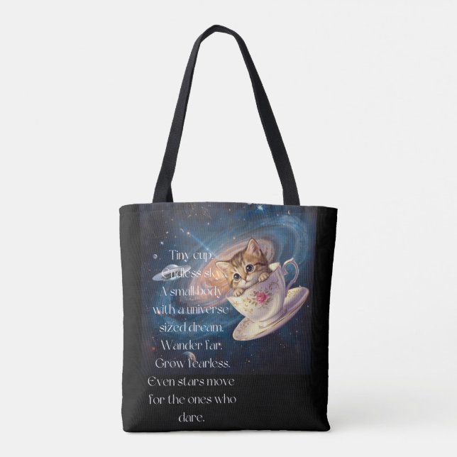 Bolso De Tela Cosmic Cat Tote Bag – Cute Space Kitten  (Reverso)