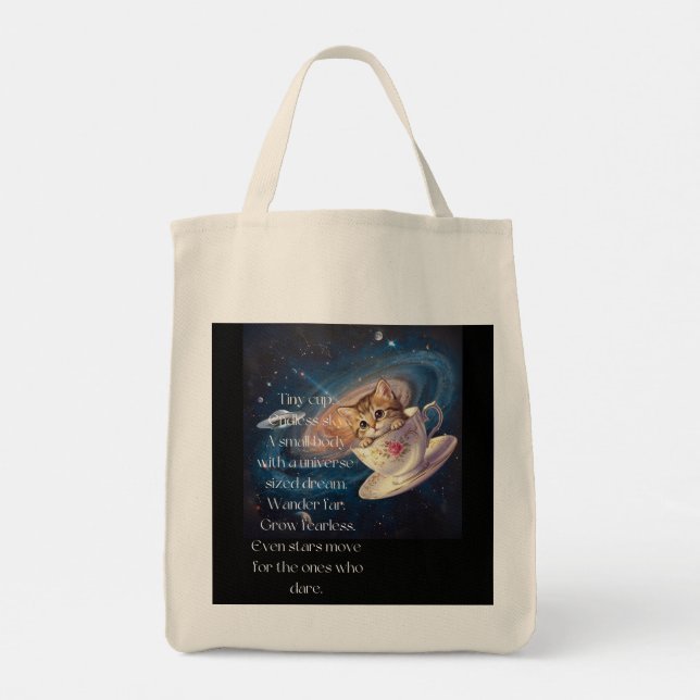 Bolso De Tela Cosmic Cat Tote Bag – Cute Space Kitten  (Reverso)