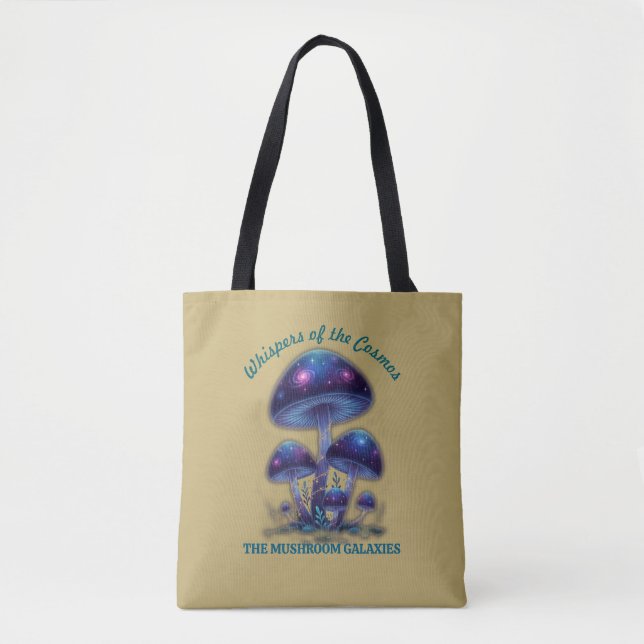 Bolso De Tela Cosmic Galaxy Mushrooms • Whimsical Fantasy Fungi  (Anverso)