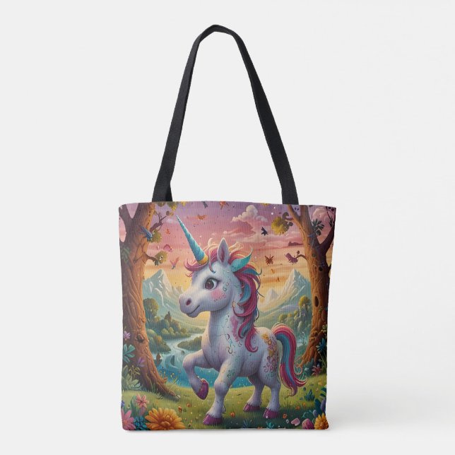 Bolso De Tela Cosmic Guardian Unicorn  (Reverso)