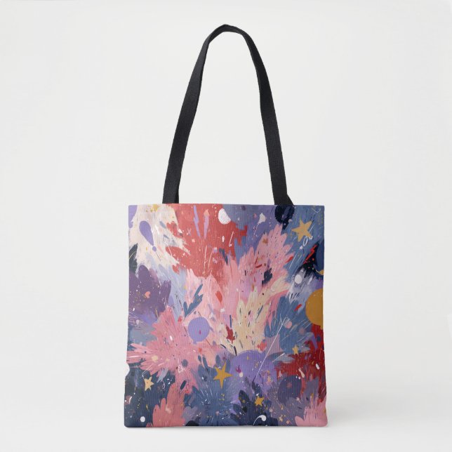 Bolso De Tela Cosmic Party Abstract Explosion (Anverso)