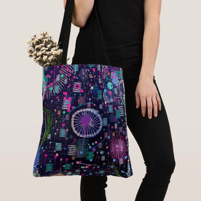 Bolso De Tela Cosmic Snow Storm: Abstract Maximalism Art (Detalle)