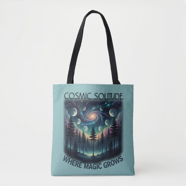 Bolso De Tela Cosmic Solitude Galaxy Forest • Moon Phases (Anverso)