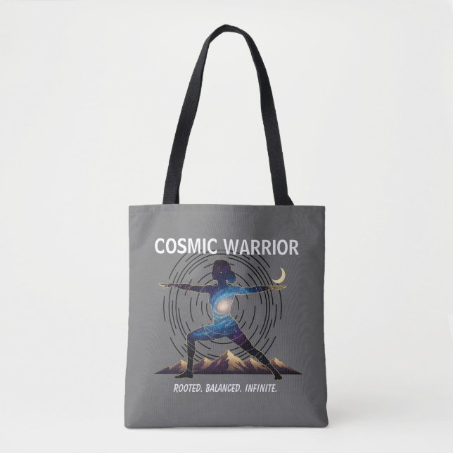 Bolso De Tela Cosmic Yoga Warrior | Galaxy Body Pose (Anverso)