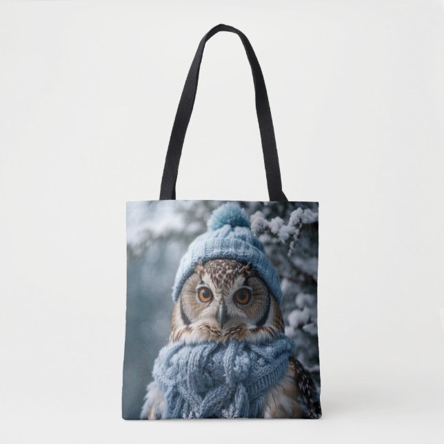 Bolso De Tela Cosmoso y caprichoso invierno Wonderland Owl (Anverso)
