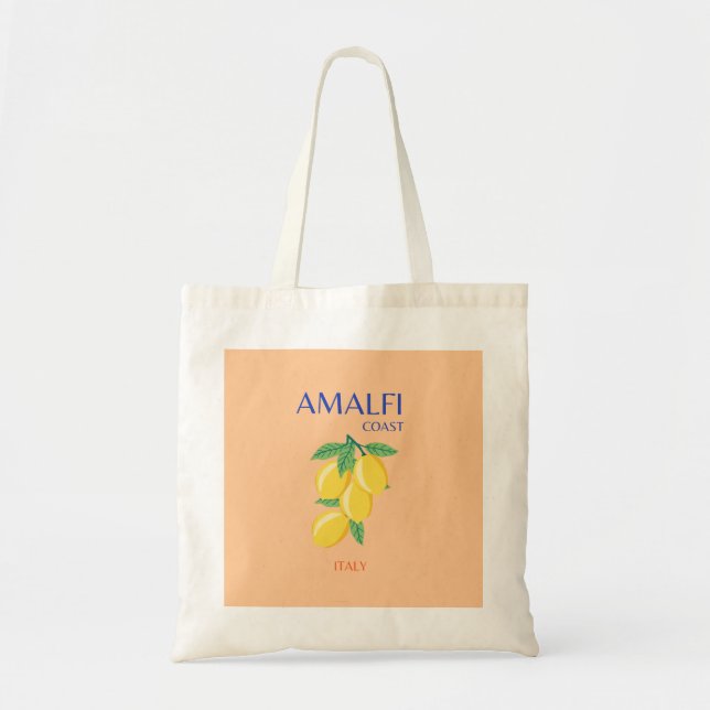 Bolso De Tela Costa Amalfitana, Italia, Viajes, Pastel, Naranja (Frente)