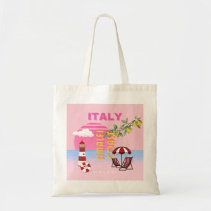 Bolso De Tela Costa Amalfitana, Viaje Preppy, Rosa
