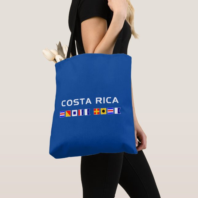 Bolso De Tela Costa Rica Náutica Marítima Banderas Oscuras (Detalle)