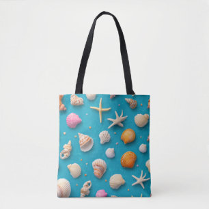Bolso De Tela Costa Rústica - Aguas marinas, pez estrella, arrec
