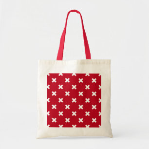 Bolso De Tela Costillas de cruz blanca sobre rojo