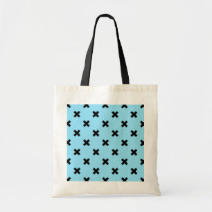 Bolso De Tela Costillas de cruz negra en azul bebé