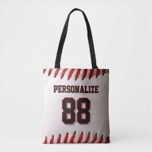 Bolso De Tela Costura Clásica de Béisbol con Nombre y Número Per