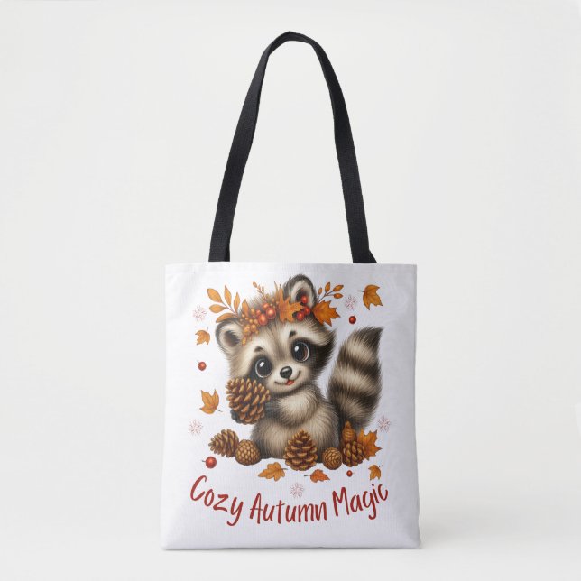 Bolso De Tela Cosy Autumn Magic Racoon (Anverso)