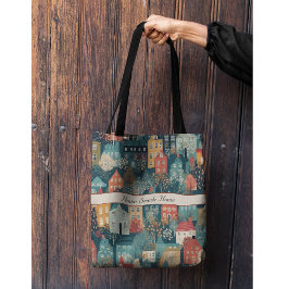 Bolso De Tela Cosy Hygge Village Nordic Folk Art, personalizado
