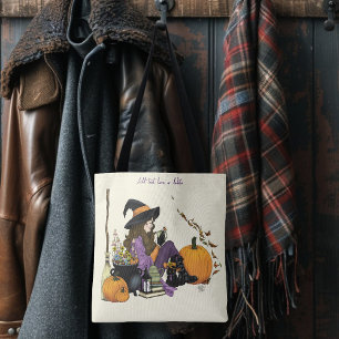 Bolso De Tela Cosy Witch Vibes Halloween Pumpkins Purple