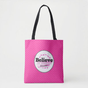 Bolso De Tela Cota de Cree en Ti Mismo con Puntos de Acuarela Ro